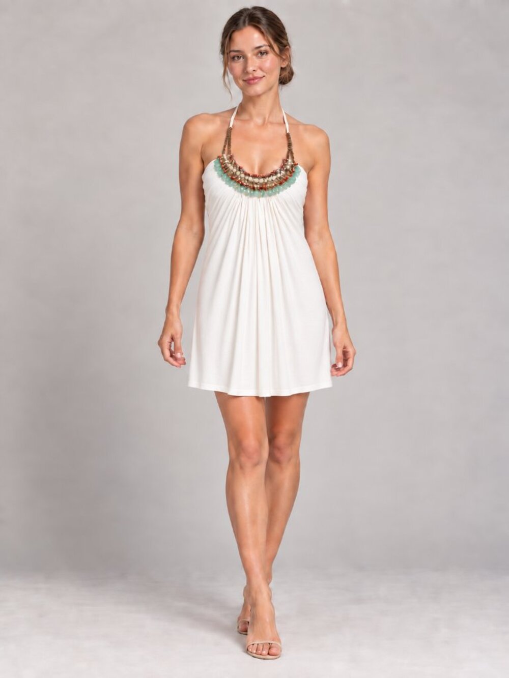 NWT SKY Beaded Halter Mini Dress XS – Open Back